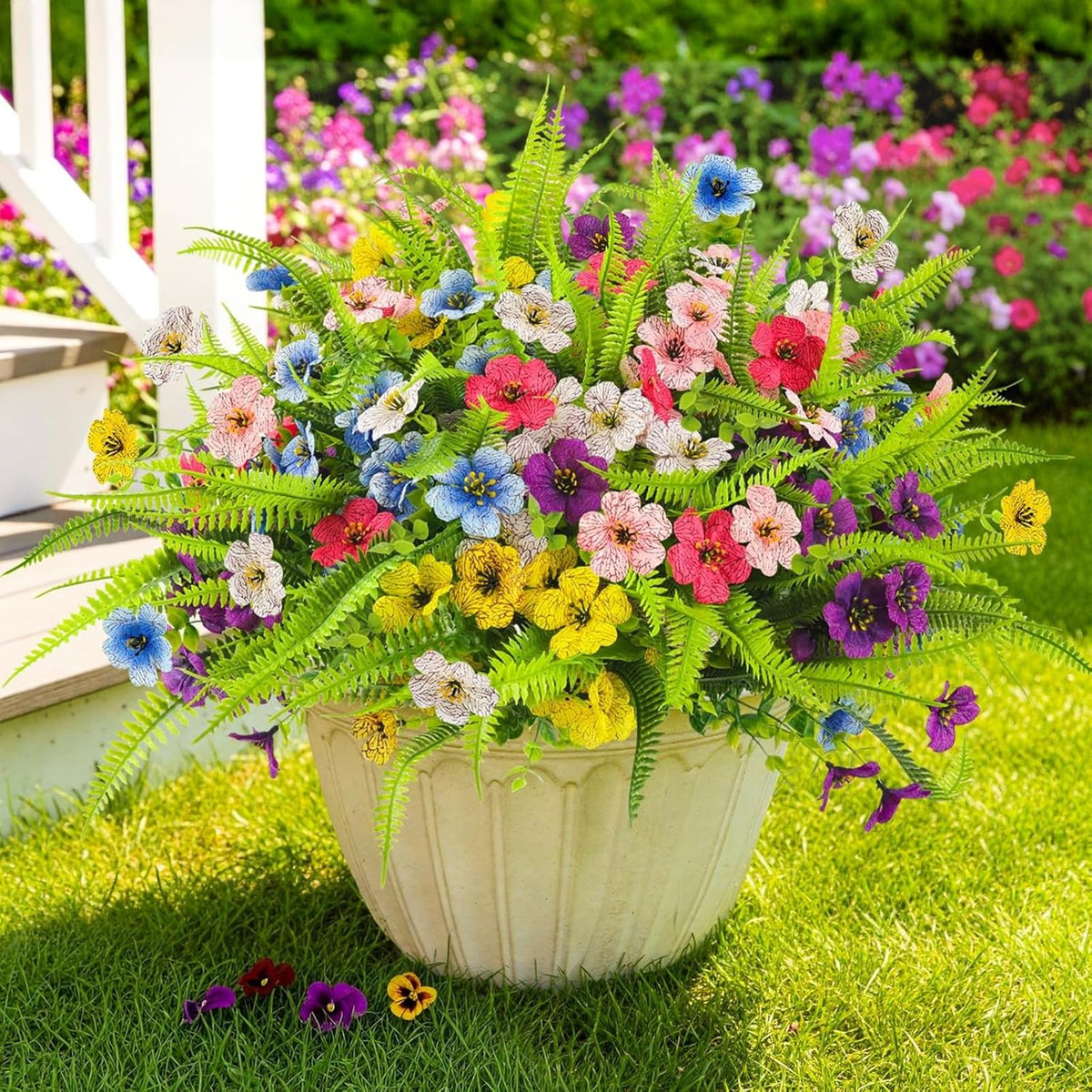 ATTGREAT Artificial Flowers Outdoors UV Resistant, 12 Bundle(Multicolor)