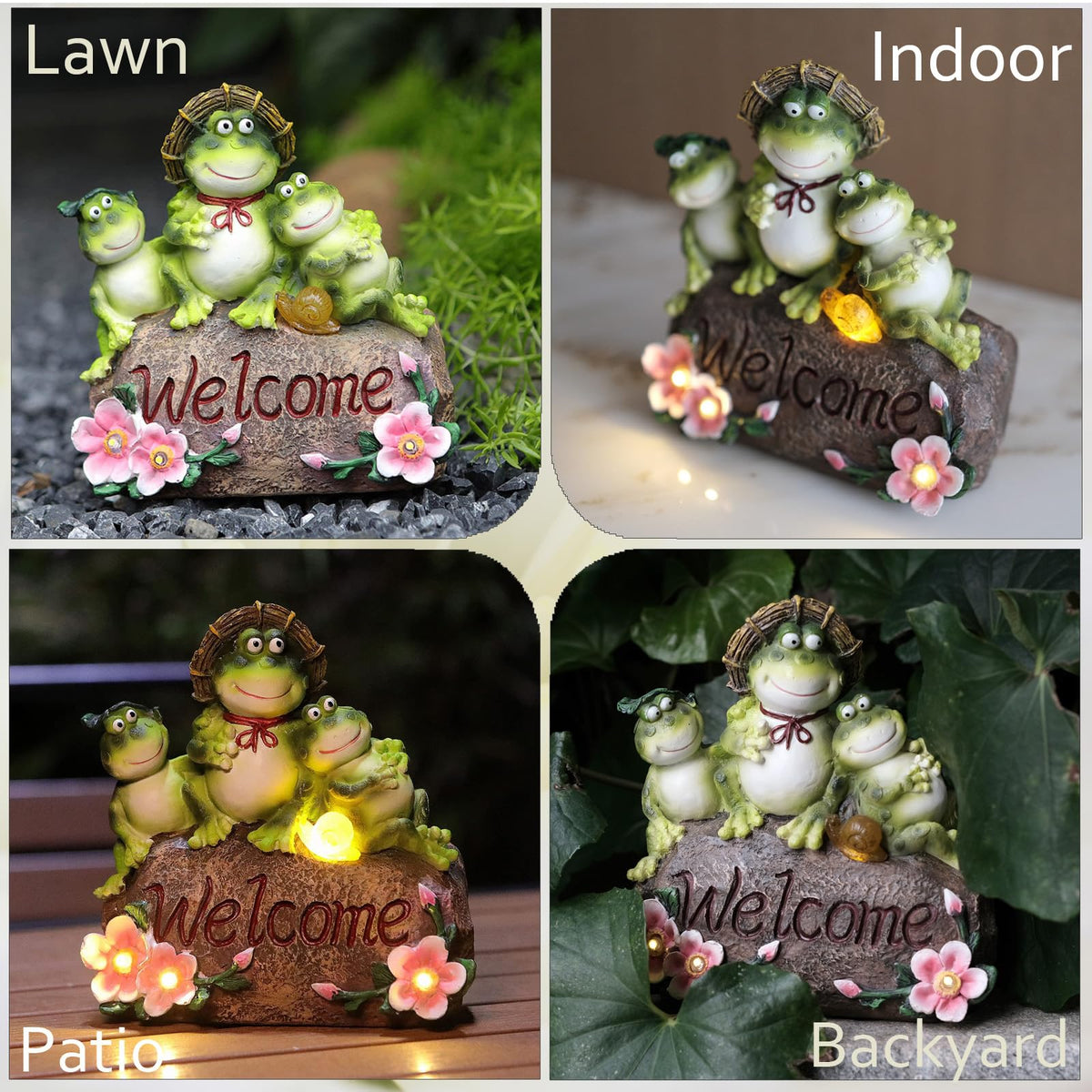 Frog Garden Statue Outdoor Decor, Mother Baby Frog Resin Sculpture.