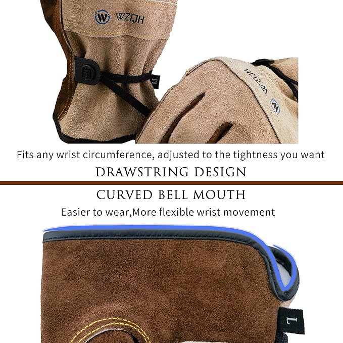 Leather Work Gloves for Men or Women. Small Glove for Gardening, Tig/Mig Welding, Construction, Chainsaw, Farm, Ranch, etc. Cowhide, Cotton Lined, Utility, Firm Grip, Durable. Coffee-grey S
