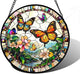 DASTOLL Stained Glass Window Hanging, Butterflies Flying in The Sky Suncatcher for Doors Home Sun Catchers Decoration and Christmas, Mother's Day Birthday Gifts for Women, Men, and Mom 6.3 in