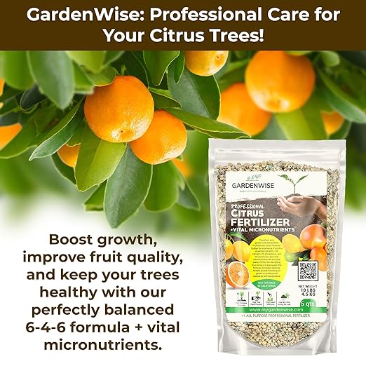 Professional Citrus Fertilizer + Vital Micronutrients; Perfect Balanced NPK for All Citrus; for Indoor and Outdoor Plants; Orange, Lime, Avocado and Lemon Tree Fertilizer (10 QUARTS)