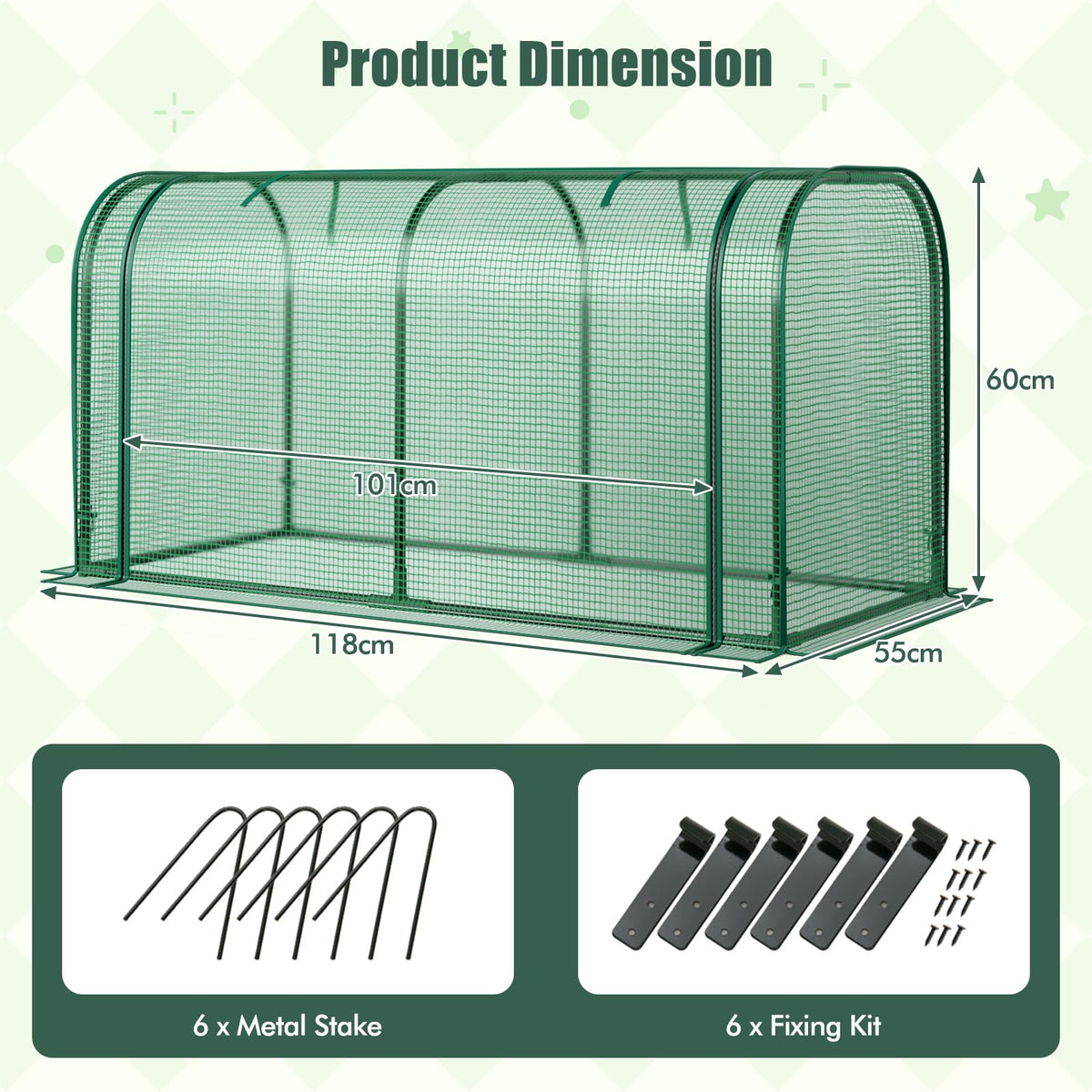 Happygrill Portable Mini Greenhouse with Waterproof Sun-Protective PE Cover