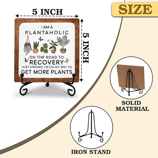 Plantahloc Table Sign For Garden, Funny 5x5 Inch Decor Plaque, Farewell Office Gift For Plant Lady Plant Lover Plant Mom Plant Lover, Wood Plaque For Greenhouse Garden Farmhouse Decor Wood Sign B(20)