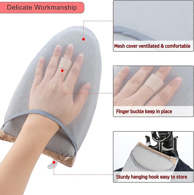 CINPIUK Garment Steamer Ironing Gloves Anti Steam Glove Heat Resistant Garment Steamer Mitt, Garment Steam Accessories for Clothes，Pink