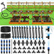 Bonviee 247FT Drip Irrigation System, Automatic Garden Watering System Kit with 50FT 5/16” & 1/4” Drip Tubing, Quick-to-Connect Fittings, Adjustable Drip Emitters for Raised Beds, Greenhouse, Lawn