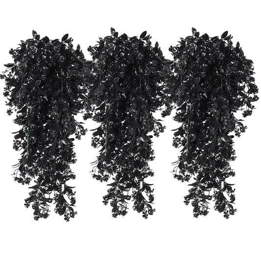 SJL Black Artificial Hanging Plant Faux Ivy Flower Fake Hanging Flowers