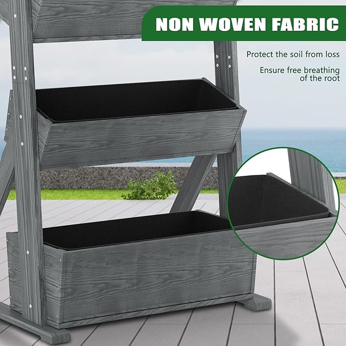 Wooden Vertical Raised Garden Bed, 5 Tier Garden Planters Raised Beds Freestanding Plant Stand Flower Rack Wooden Planter Box for Plants Herbs Flowers Vegetables Outdoor Indoor Gardening