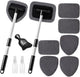 11pcs Windshield Cleaner Tool, Car Window Cleaning Wash Kit with 6 Reusable Microfiber Pads 2 Spray Bottles and Extendable Handles Auto Glass Wiper Kit, Gray
