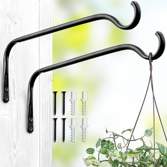 Lifyzoon Durable Plant Hangers Brackets: 2 Pack 12 Inch Outdoor Metal Hanging Plant Brackets - Rustproof Wall Hooks for Hanging Flower Basket Bird Feeders Wind Chimes and Lanterns