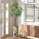 Artificial Tree in Modern Geometric Pattern Planter, Fake Rubber Silk TRE for Indoor and Outdoor Home Decoration - 70" Overall Tall (Plant Pot Plus Tree)