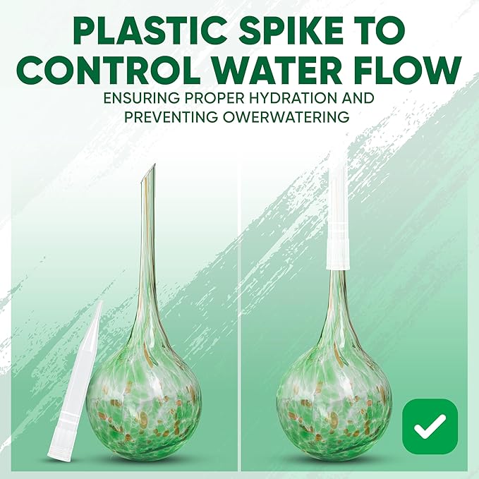 Mission Gallery Plant Watering Globes Set of 8 - Small Self Watering Globes for Indoor & Outdoor Plants - Multicolored, Automatic, Glass Watering Bulbs for Daily Use, Plant Watering Devices