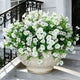 Hrobek Artificial Flowers for Outdoors Faux Plants Outside Indoor,Realistic UV Resistant Silk Fake Daisy Petunias for Home Patio Garden Back Yard Front Poch Decor Spring Summer(12 Bunches,White)
