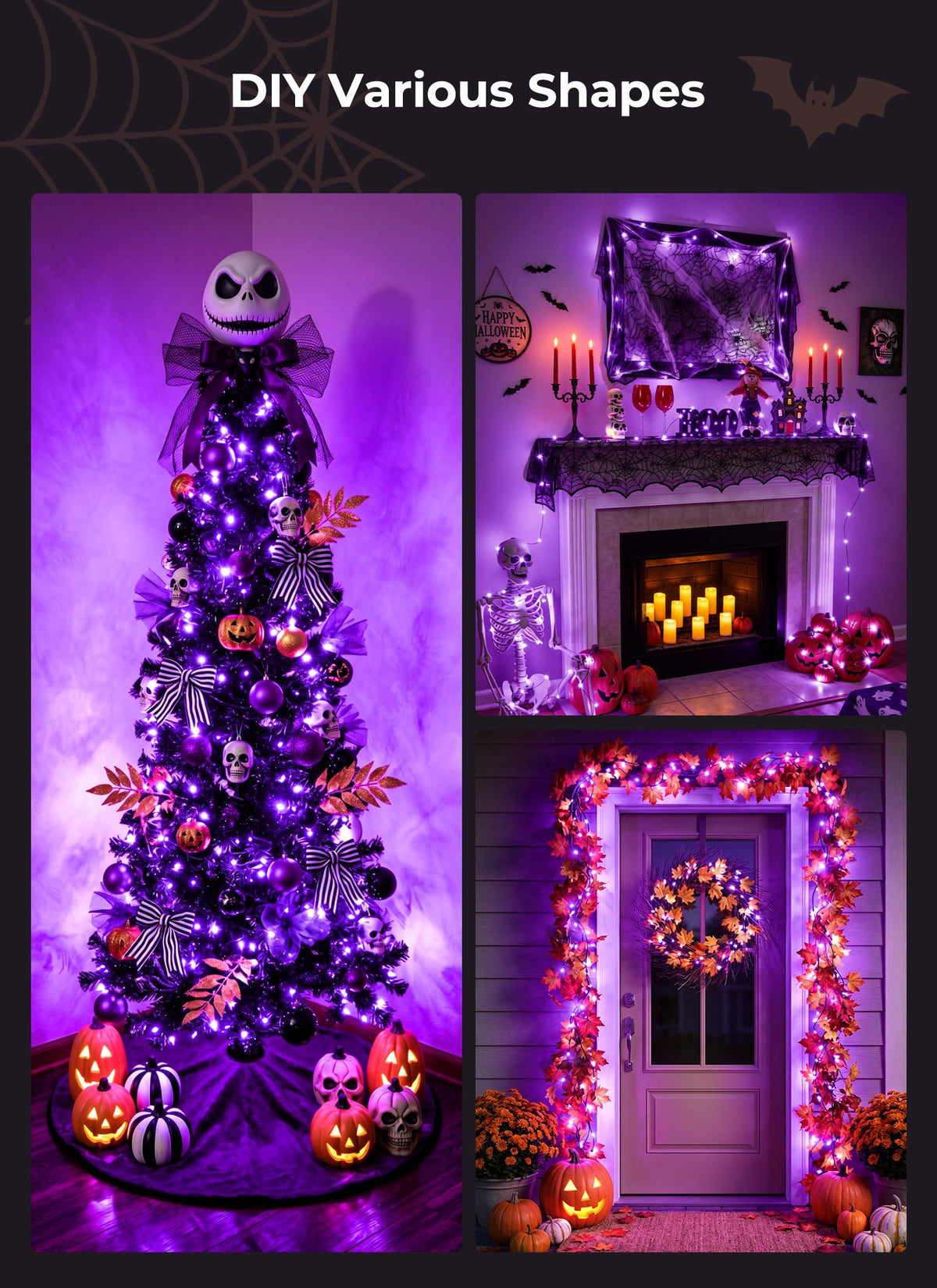 Minetom Halloween Fairy Lights Plug in, 33ft 100LED Twinkle String Lights