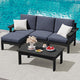SERWALL 5 Piece Outdoor Sectional Sofa with Ottoman and 2 Pillows, Black