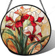 Stained Glass Window Hanging - Red Gladiolus Flower Suncatcher for Door Yard Sun Catchers Decor Christmas Mother's Day Birthday Gifts for Lovers Women Mom Nana Girlfriend Wife 6.3 in