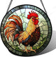 Stained Glass Window Hanging - Rooster Suncatcher for Doors Garden Patio Retro Colored Chicken Sun Catchers Decor Christmas Mother's Day Birthday Gifts for Women Men Mom Nana Friend 15 in