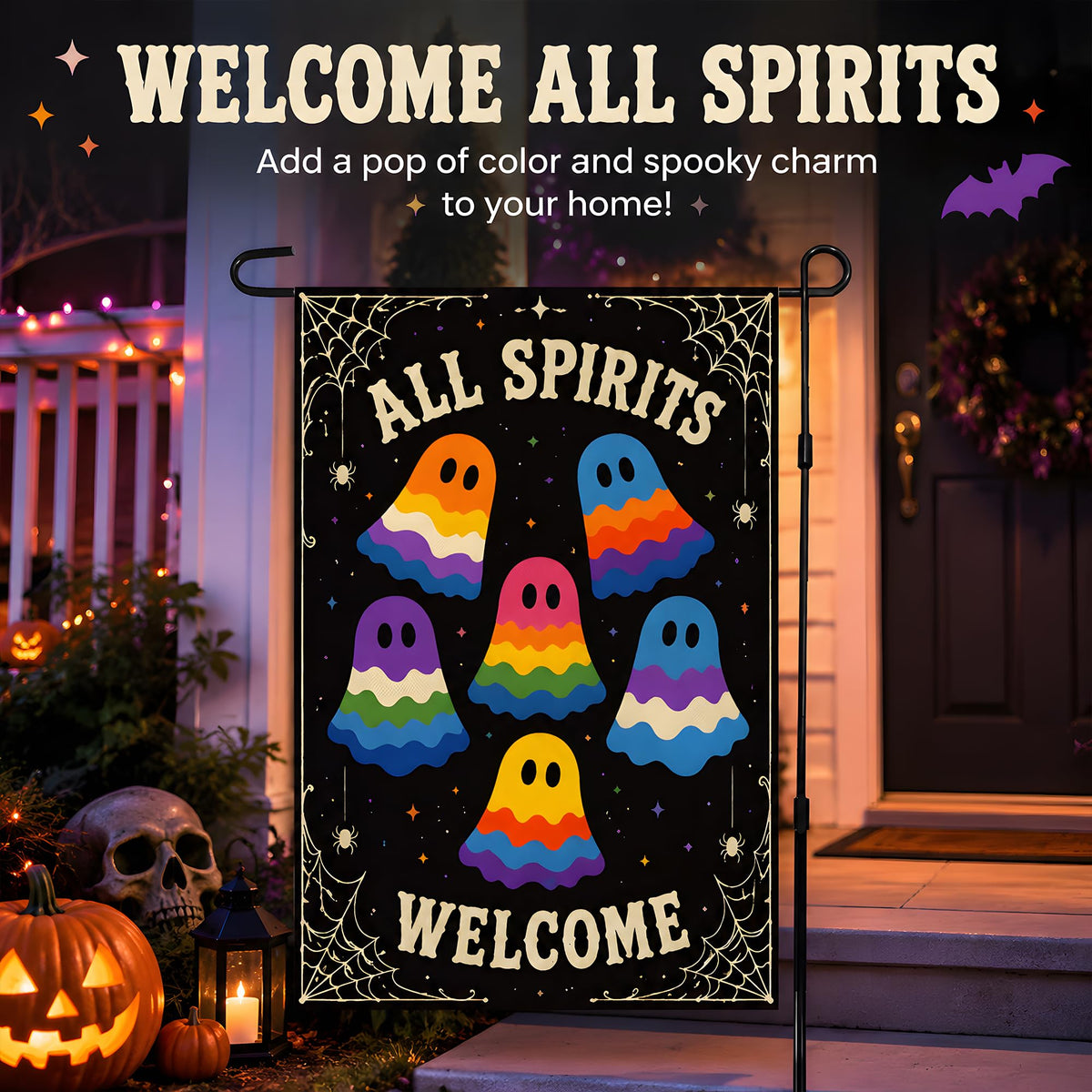 Halloween Decorations - All Spirits Welcome Halloween Garden Flag