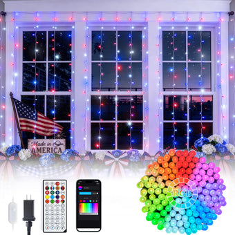 JMEXSUSS RGB Curtain Lights, 300 LED 9.8×9.8FT Color Changing String Lights
