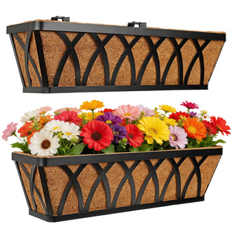 24 Inch Window Box Planter with Coco Liner for Hanging Outdoor Plants