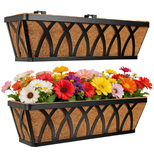 24 Inch Window Box Planter with Coco Liner for Hanging Outdoor Plants