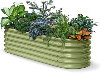 6x2x1.5 ft Galvanized Raised Garden Bed, 18" Tall Metal Raised Planters for Outdoor Plants, Vegetables, Herbs, Above Ground Raised Garden Bed Kit for Small Space Gardening - Moss Green