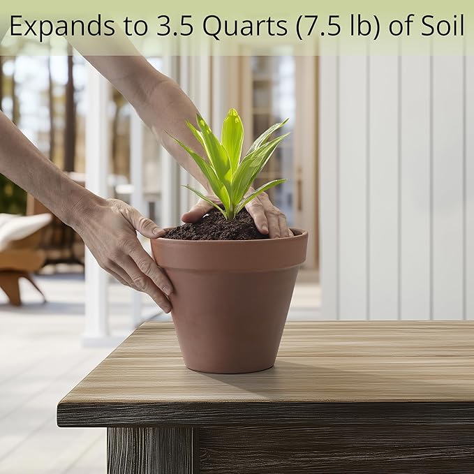 Coconut Coir Potting Soil for Indoor Plants - Expands to 3.5 Quart (7.5 lb) | Bonsai Soil Discs Perfect for General Houseplants, Herbs, and Bonsai Trees - Expands with Water