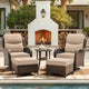 HILLGA Luxury Patio Furniture Set with 6-inch Thick Cushion, Outdoor High Back Swivel Rocker Patio Chairs, 5PCS Wicker Conversation Set for Deck Yard and Poolside, Beige (V2)