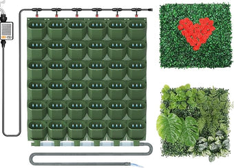 ZIAERKOR Self Watering Wall Mounted Vertical Planter, 36 Pots Wall Planter Indoor Vertical Living Green Plant Wall Easy Installation (Green with Timing System)
