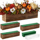 Dandat 4 Set Wood Boxes for Centerpieces 16x4 Inch Rectangle Wooden Planter Box Rustic Wood Planter with Removable Plastic Liner Floral Foam Blocks for Centerpieces Home Wedding Garden Decor