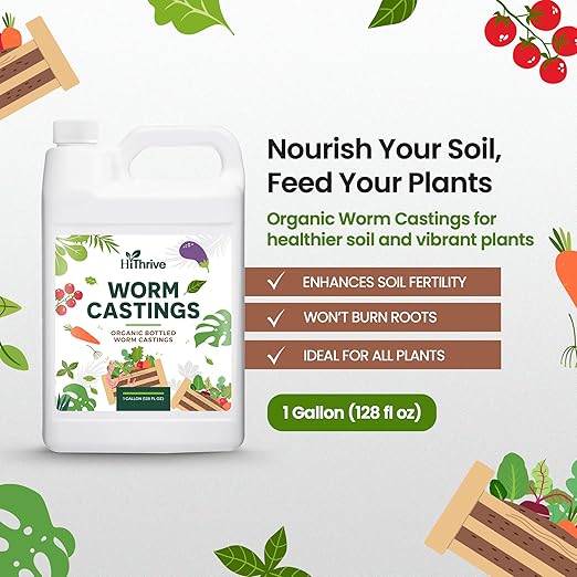 1 Gallon Worm Castings for Plants - Makes 256 Gallons of Earthworm Castings Compost Tea, Liquid Worm Casting – Nutrient-Rich Organic Compost Worms for Healthier Soil & Vibrant Plant Growth