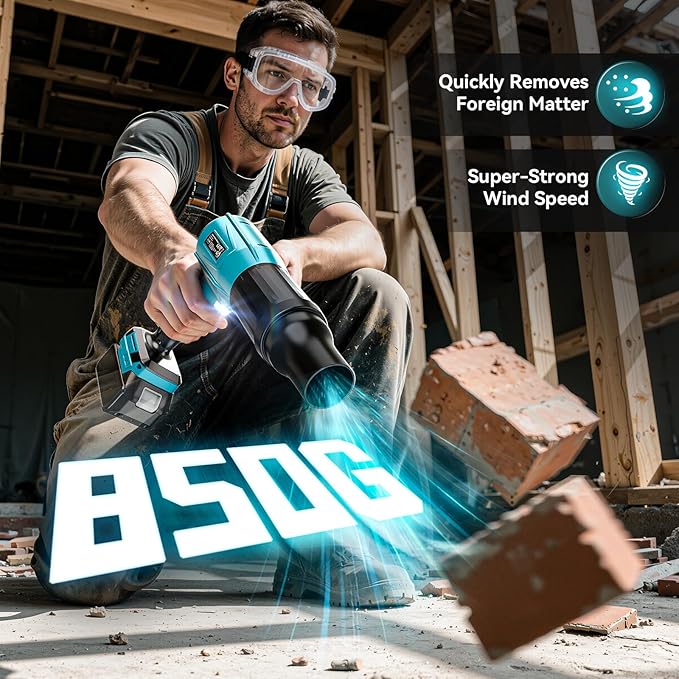 Leaf Blower Cordless Compatible with Makita 18V: 800000RPM Portable Dust Cleaner, Electric Handheld Turbo Jet Blower Lightweight with Brushless Motor for Patio Cleaning Garden Lawn Care (No Battery)