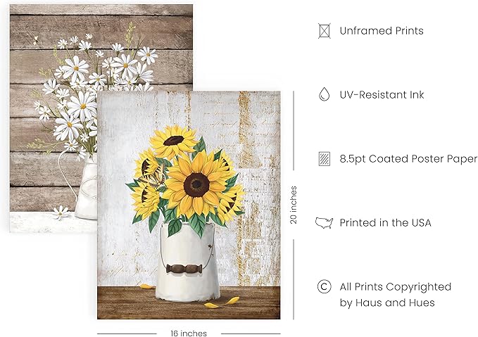 HAUS AND HUES Farmhouse Bouquets Set of 4-16x20