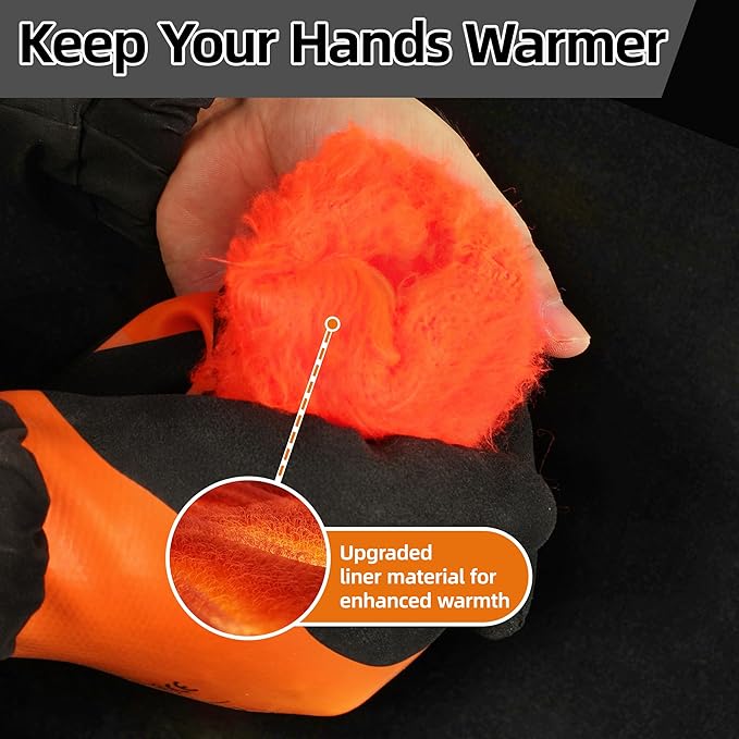 Schwer 100% Waterproof Winter Work Gloves, ANSI A2 Cut Resistant Freezer Gloves for Outdoor Cold Weather Keep Hands Warm, Thermal Insulated Gloves for Shoveling Snow, Ice Fishing, Super Grip, XXL
