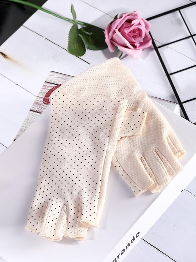 Maxdot Sun Gloves for Women UV Protection Fingerless Non Slip Sunscreen Driving Gloves for Summer Outdoor