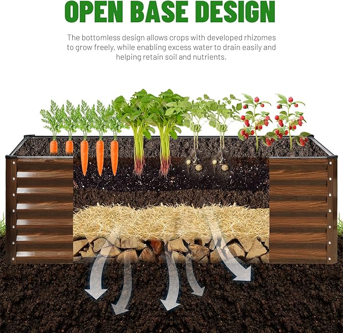 SnugNiture Galvanized Raised Garden Bed 8x4x2FT Outdoor Large Metal Planter Box Steel Kit for Planting Vegetables, Flowers