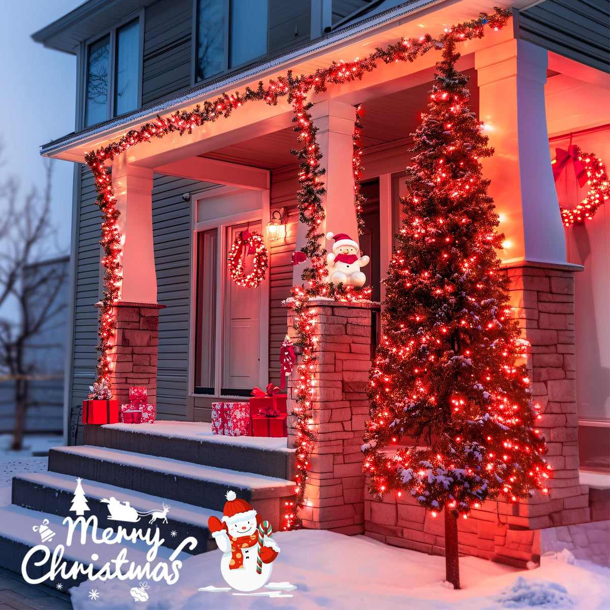 JMEXSUSS 400 LED Red Christmas Lights, 132ft String Lights Plug in