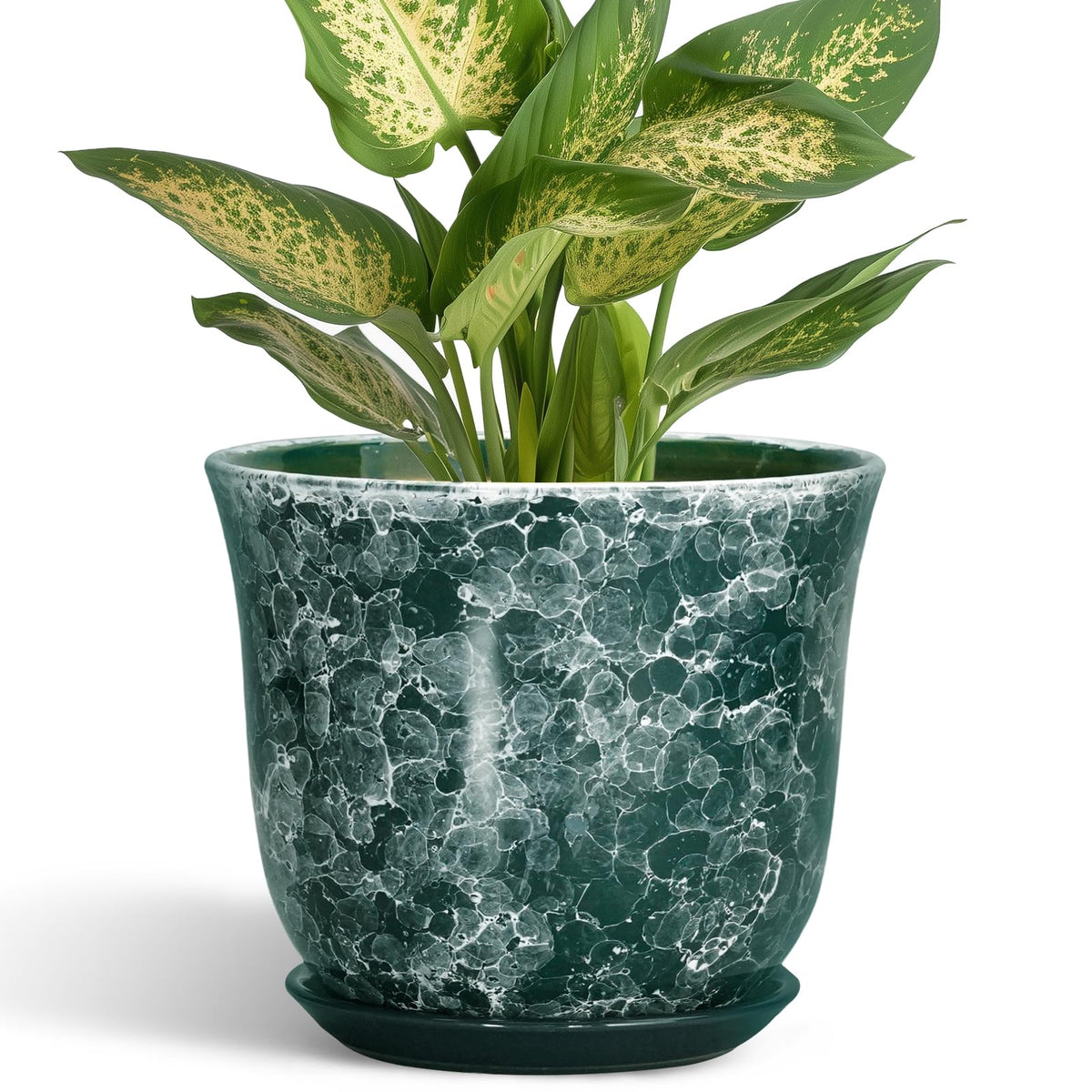 SUNPOTFOR Ceramic Pots for Plants, 5.6 Inch Planter Indoor, Green