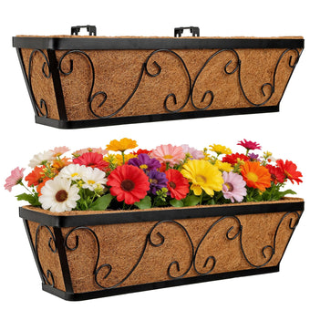 24 Inch Window Box Planter with Adjustable Brackets for Hanging Plants