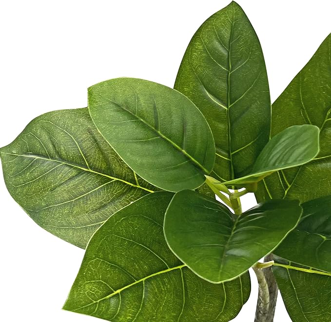 Artificial Tree in Modern Geometric Pattern Planter, Fake Rubber Silk TRE for Indoor and Outdoor Home Decoration - 70" Overall Tall (Plant Pot Plus Tree)