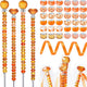 119 Pcs Garden Stake DIY Fairy Wand Plant Stake with Orange Large Hole Beads Crystal Diamond Stopper Top 4 Stainless Steel Threaded Rod Beaded Garden Stakes for Outdoor Indoor Yard Patio Decorations