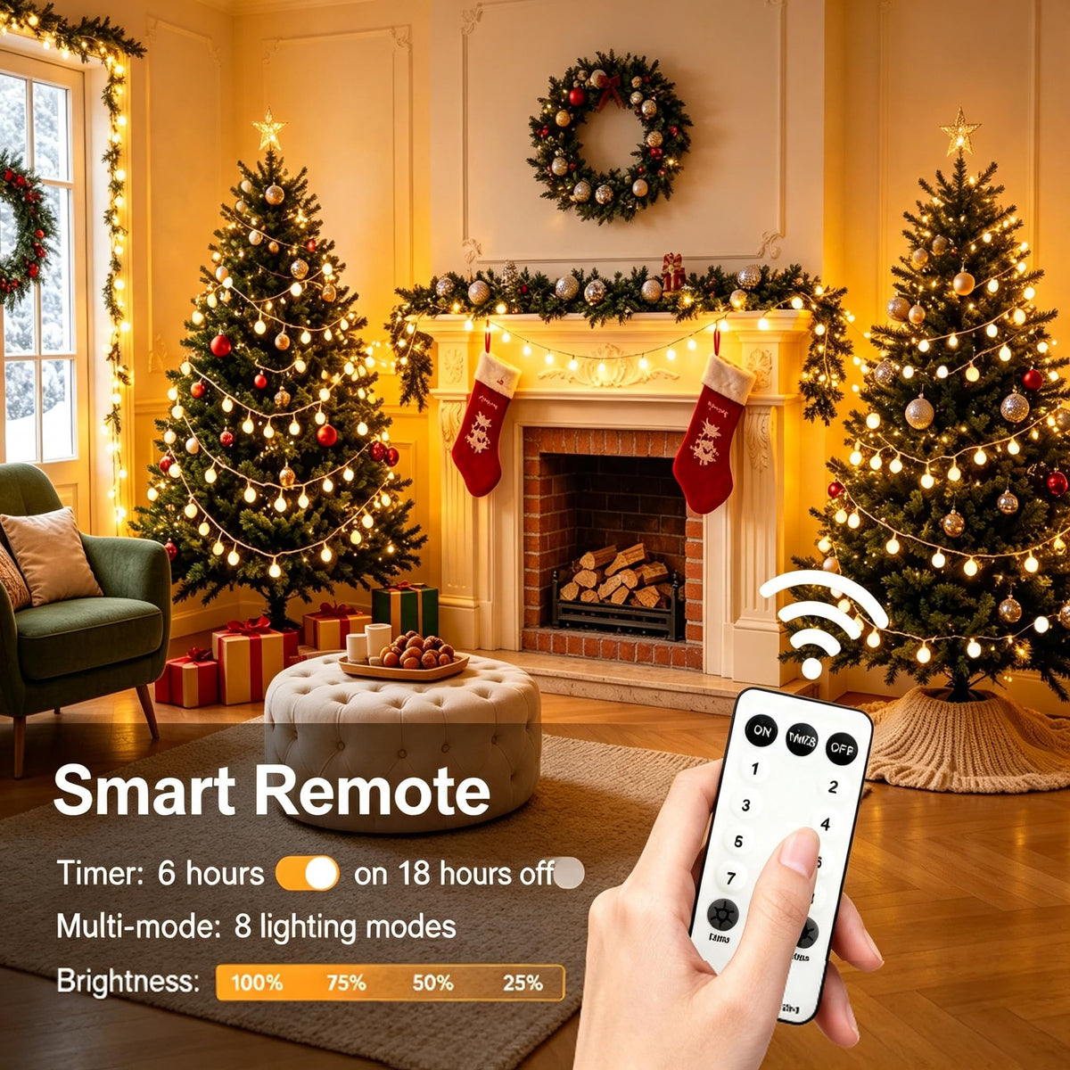 115ft Plug in Globe String Lights with Remote for Indoor Warm White