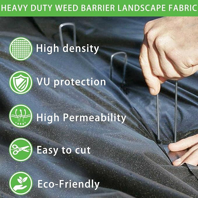 Sunocity 6ft x100ft Pro Black Weed Barrier, 6oz Premium Landscape Fabric-Heavy Duty Woven Ground Cloth with Superior Permeability Weed Control Convenient Design