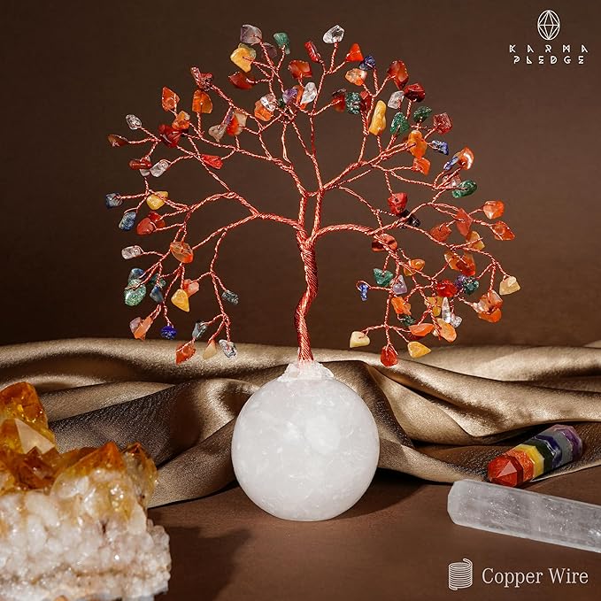 7 Chakra Crystal Tree of Life Gifts for Women, Handmade Home and Office Decor Bonsai Feng Shui Tree for Positive Energy, Good Luck, Money, Yoga, Meditation, Reiki Healing Stone, Birthday Gifts