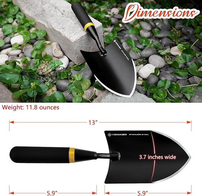 Heavy Duty Stainless Steel Garden Trowel and Shovel, Easy Digging and Weeding, Durable Garden Tools for Gardening and Planting