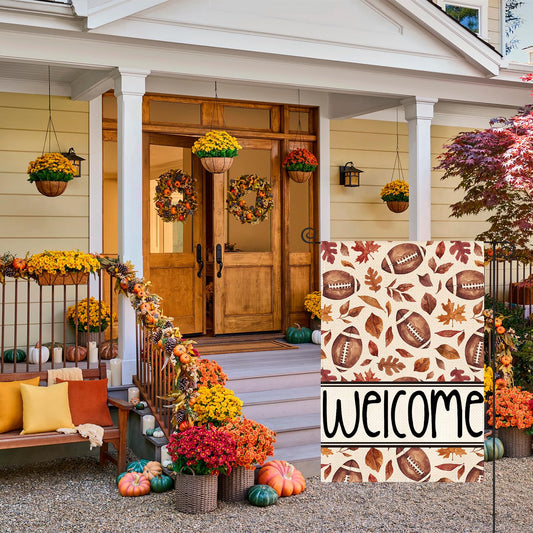AVOIN colorlife Welcome Fall Football Garden Flag 12x18 Inch for Outside