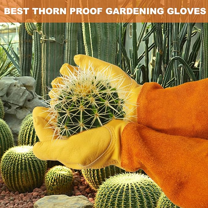 SLARMOR Long Gardening-Gloves Women/Men-Thorn proof Rose Pruning Heavy Duty Gauntlet-M