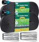 2026 Flat Soaker Hose 100 ft (50ft 2Packs) with Stake for Garden, Linkable Drip Hose Diy Automates Garden Irrigation System Saving 88% Water, Dual-layer Leak-free Design Water Hose with Holes
