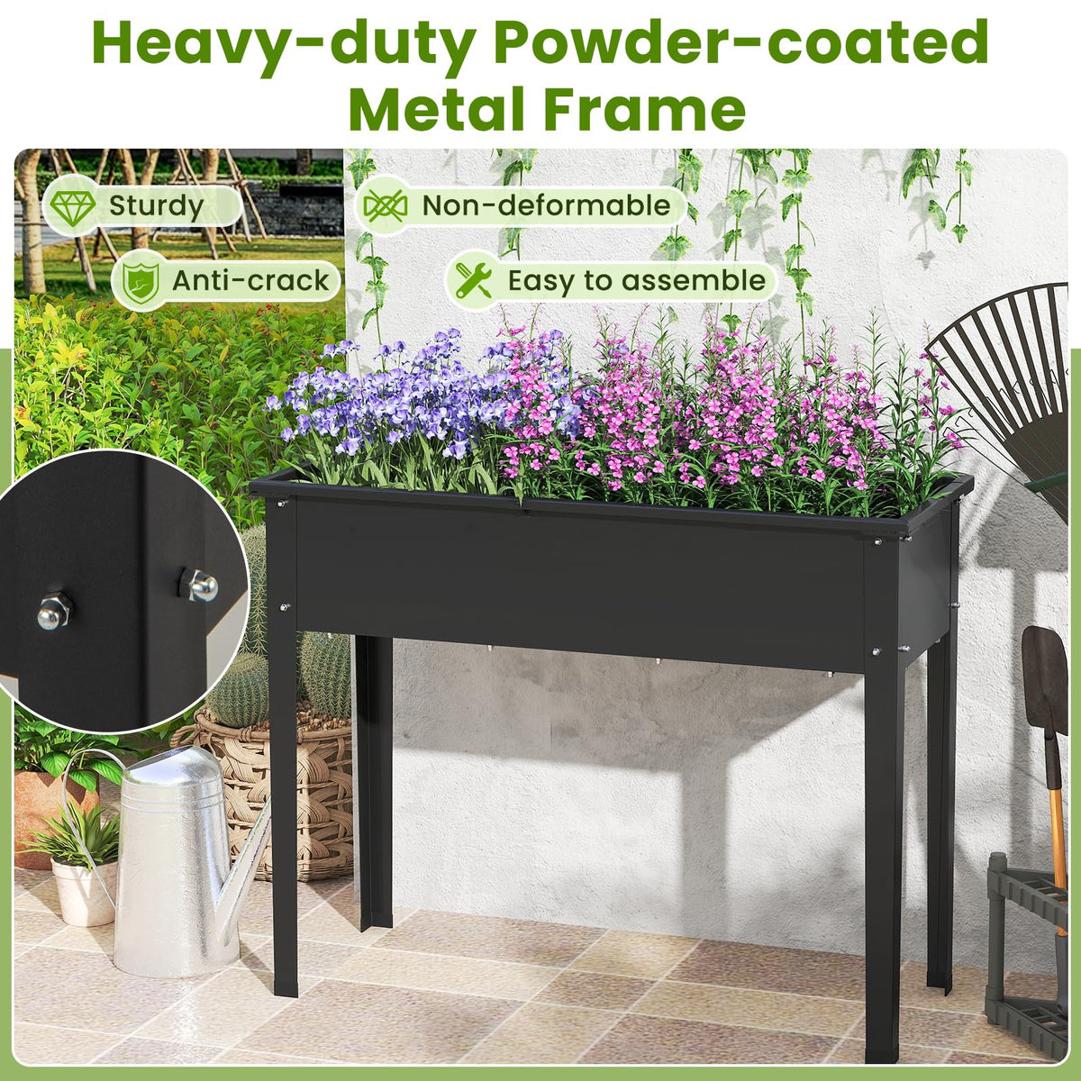 HAPPYGRILL 32” Raised Garden Bed with Legs & Drainage Hole