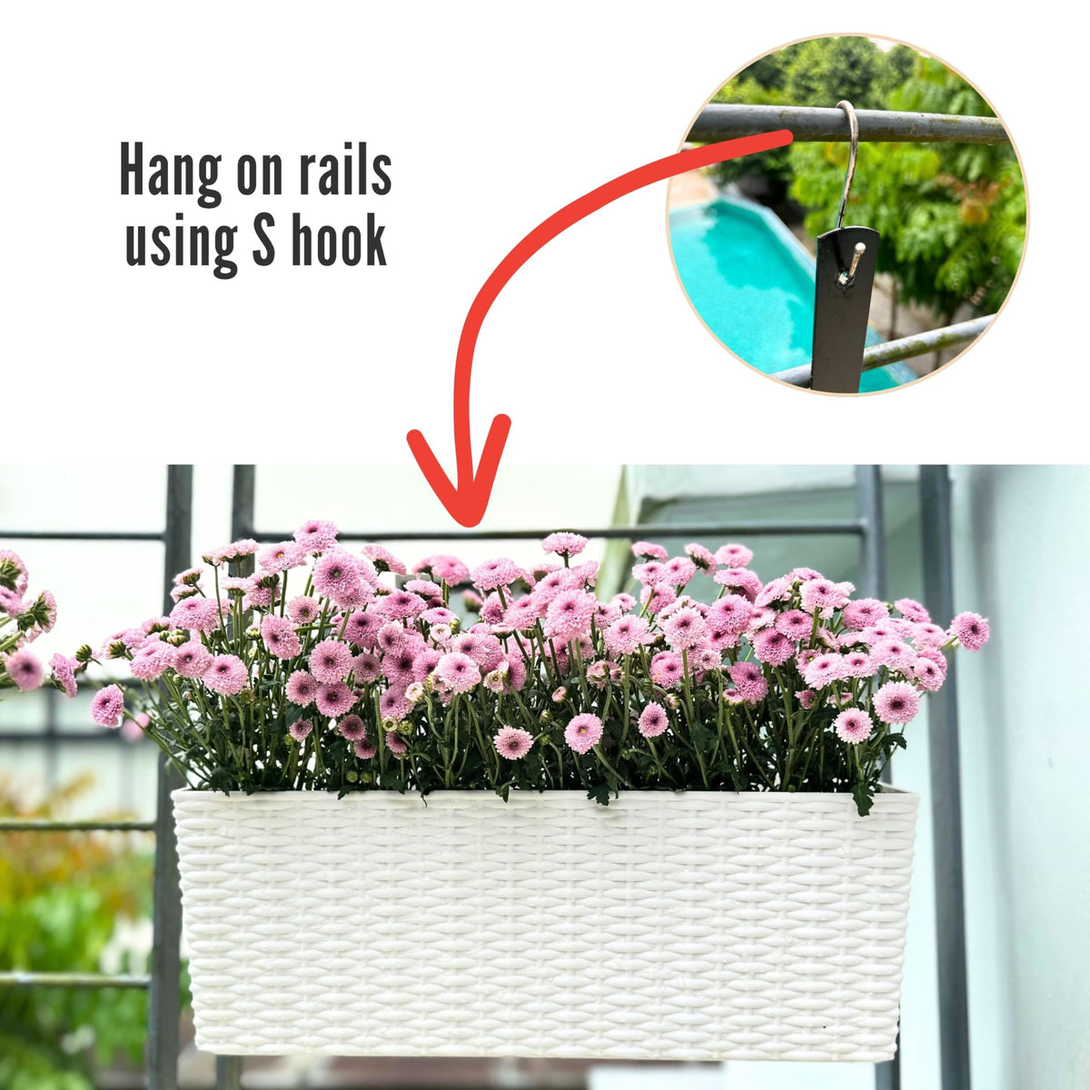 LaLaGreen Window Boxes Planter (20in, 2 Pack) Outdoor Wall Hanging Planters