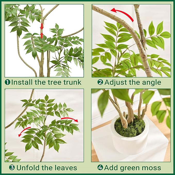 FloraFairy 5.5FT Artificial Sumac Tree with White Pot, Tall Faux Plants Indoor, Large Fake Tree with Nearly Natural Silk Plant (Real Touch), for Home, Office, Living Room, Patio, Lobby Decor